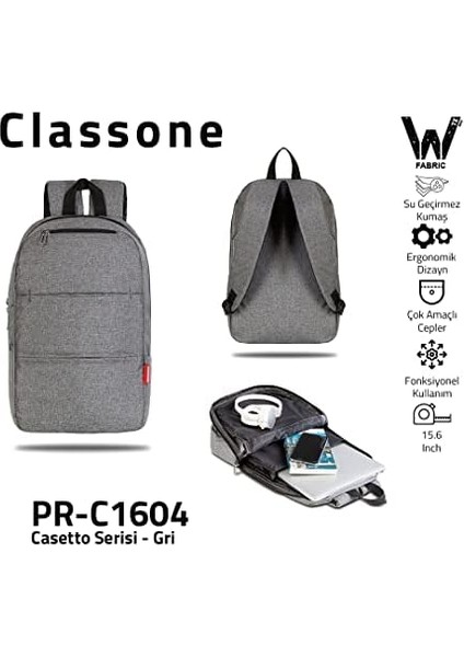 PR-C1604 Casetto 15.6 Inç Uyumlu Notebook Çantası, Gri fiyatları