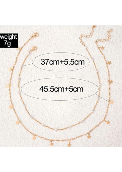 Zarif Yıldız Detaylı Altın Renk Kadın Kolye Seti fiyatları