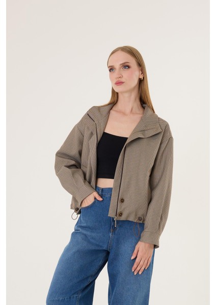 Kadın Vizon Kareli Bomber Ceket fiyatları