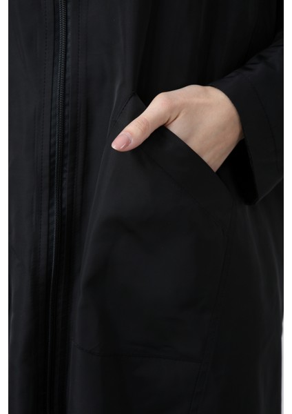 Veger Içi Kürklü Su Geçirmez Uzun Trençkot