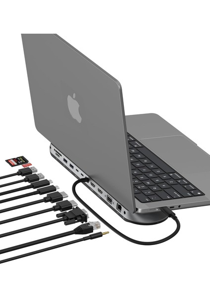 11'i 1 Arada Evrensel Usb-C Pro Bağlantı Istasyonunu 3 Monitör Desteğiyle Bağlayın, Silikon Hareket Teknolojisi - Mac, Windows ve Chromebook ile Çalışır - 10 Gbps Aktarım Hızları ve 2.5gbps