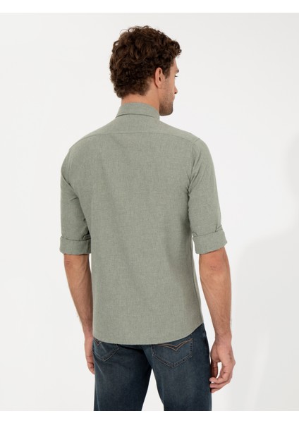 Erkek Açık Yeşil Slim Fit Uzun Kollu Gömlek 50256919-VR092 indirimleri