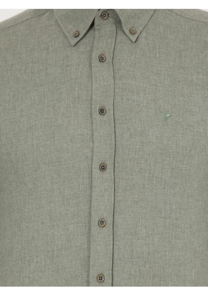 Erkek Açık Yeşil Slim Fit Uzun Kollu Gömlek 50256919-VR092