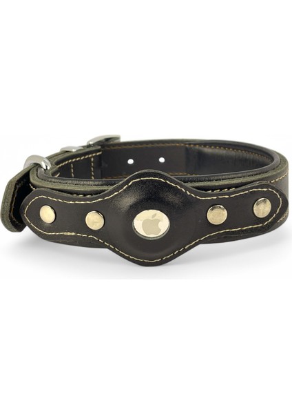 Canini Collar Hakiki Klasik Deri Airtag Uyumlu Köpek Tasması – Dayanıklı, Konforlu ve Şık Tasarım, Airtag Bölmeli Gerçek Deriden Köpekler Için Tasma