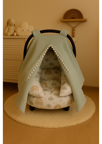 %100 Pamuk Müslin ve Pikeli Çift Kat Puset Örtüsü & Minderi ve Çarşafı fiyatları