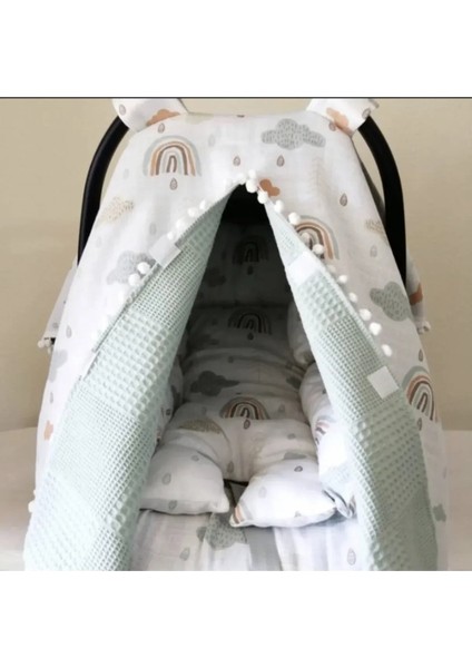 %100 Pamuk Müslin ve Pikeli Çift Kat Puset Örtüsü & Minderi ve Çarşafı fırsatları