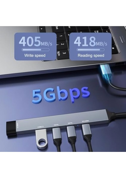 5in1 Type-C Hub Dock USB 3.0 5gbps Veri Aktarımı 100W Pd Cep Telefonu Şarj Aleti fiyatları
