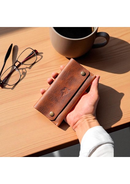 Kahve Taba Tütün Kesesi Cüzdan Tütün Çantası Hakiki Deri 17 x 8.5 cm Özel Dikişli Tütünlük fırsatları