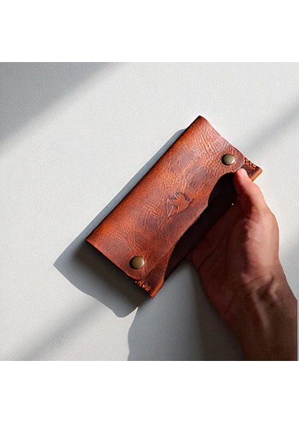 Kahve Taba Tütün Kesesi Cüzdan Tütün Çantası Hakiki Deri 17 x 8.5 cm Özel Dikişli Tütünlük indirimleri