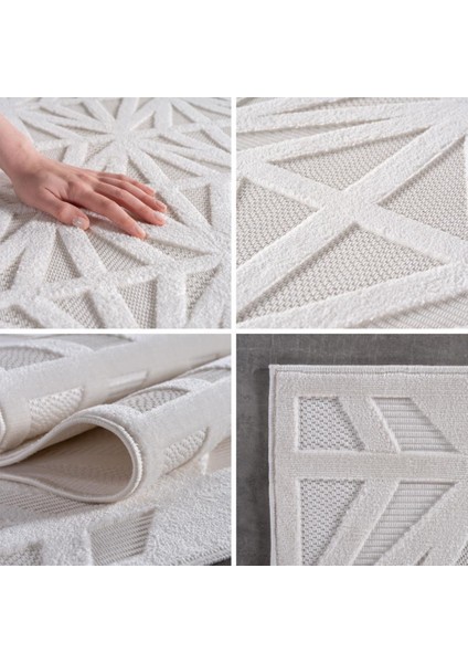 Modern Krem Renkli Zigzag Desenli Bohem Salon Mutfak Mekan Teras Balkon Oda ve Çocuk Halısı Oymalı Halı fiyatları