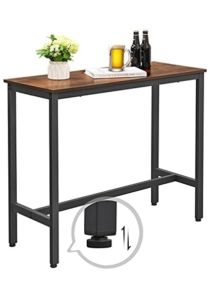Bar Masası, Mutfak Masası, Mutfak Tezgahı, Dikdörtgen Çubuk Masa, Sağlam Metal Çerçeve, 100 x 40 x 90 Cm, Kolay Montaj, Ince, Endüstriyel Tasarım, Vintage Kahverengi-Siyah LBT10X modelleri