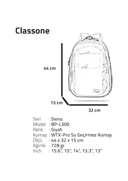 BP-L300 Siena Serisi 13-14-15.6 Inç Uyumlu Notebook Çantası, Siyah modelleri