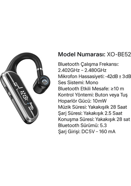 Kablosuz Tekli Bluetooth Kulaklık Buton Kontrollü, Her Iki Kulakta Kullanıma Uygun Göstergeli fırsatları