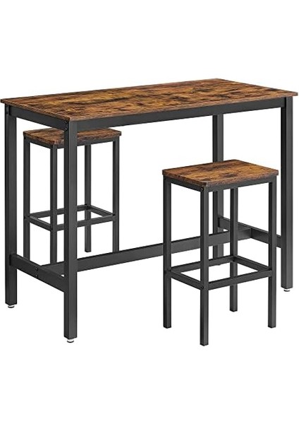 Yemek Masası Seti, 2 Bar Tabureli Bar Masası, Tabure Seti, Barlı Mutfak Tezgahı, Yemek Sandalyeleri, Mutfak, Oturma Odası Vb. Için Rustik Kahverengi LBT15X, 120 x 60 x 90 cm (U x G x Y) fiyatları