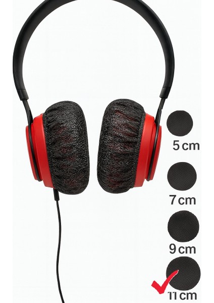 Tek Kullanımlık Kulaklık Hijyen Bonesi, Kulaklık Kılıfı - Siyah-11 cm ( XL)