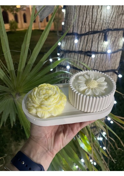 Vanilya Kokulu Papatya ve Şakayık Doğal Soya Mumu Dekor fiyatları