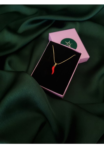 Gold Renk Kırmızı Şans Biberi Paslanmaz Çelik Kolye indirimleri