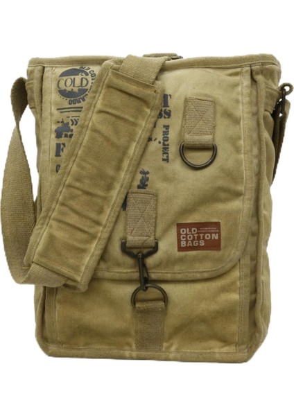 Cotton Cargo 8184 Salaş Kanvas Omuz Postacı Laptop Okul Seyahat Günlük Vintage Pamuklu Çanta (Açık Camel)