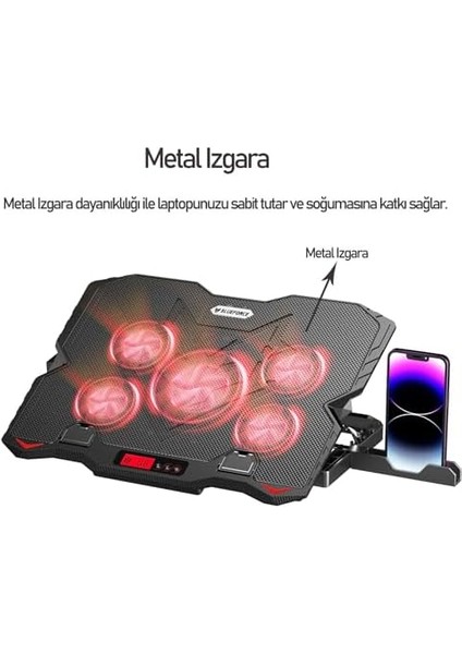 Sx-25 Faster 9-15,6" 5 Fanlı Notebook Soğutucu Stand Telefon Standlı Siyah fiyatları