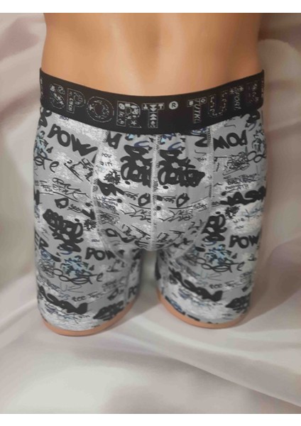 Gri Üzerine Renkli Desenli %94 Pamuk %6 Elastan Tutku Kalitesiyle Erkek Boxer modelleri