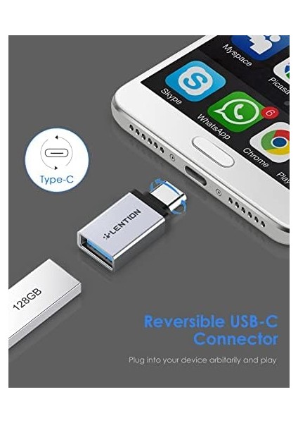 Usb-C - USB 3.0 Adaptörü, Tip-C'yi Tip-A'ya Dönüştürme MacBook Pro 13/14/15/16 (Thunderbolt 3/4 Bağlantı Noktası), 2018-2023 Mac Air/ipad Pro, Surface Book 2/go, Daha Fazla (2 Paket, Koyu Gri) modelleri