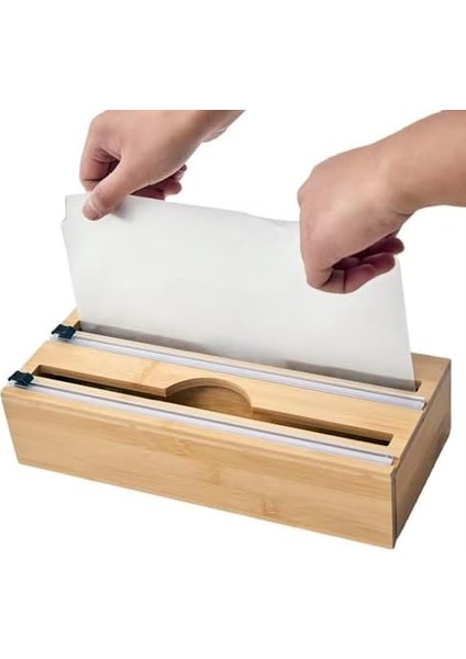 Home Bambu Asılabilir Streç Film ve Alüminyum Folyo Kesme Aleti, Kesici Streçlik ve Folyoluk, Mutfakta Pratik Kullanım Için Tasarlanmış, Dayanıklı ve Şık Mutfak Aksesuarı (Iki Gözlü) modelleri