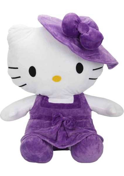 Mor Rengin En Sevimli Temsilcisi: Lisanslı Hello Kitty Şapkalı Peluş 50CM.