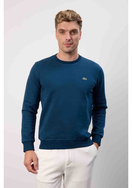 Bisiklet Yaka Regular Fit Petrol Mavi Uzun Kol fırsatları