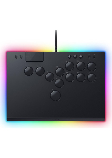 Kitsune - Ps5 ve Pc Için Optik Tüm Düğmeli Arcade Kontrol Cihazı (4 Hassas Hareket Tuşlu Düzen, Düz Doğrusal Optik Anahtarlar, Ince, Taşınabilir Gövde) Siyah