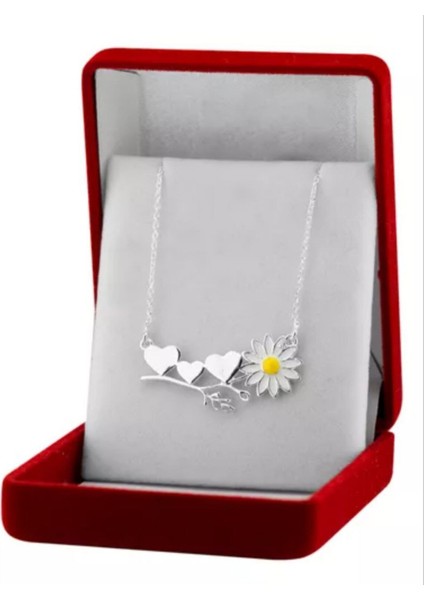 Romantik Papatya Kalp Kolye ile Şıklığınızı Tamamlayın