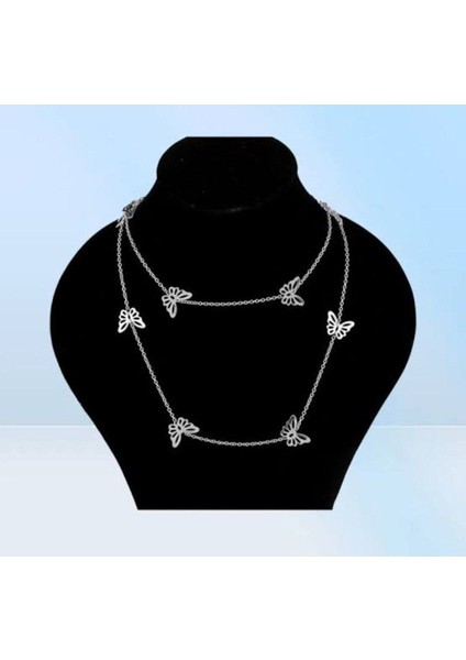 Şıklığınızı Tamamlayacak 2'li Kelebek Model Kadın Kolye