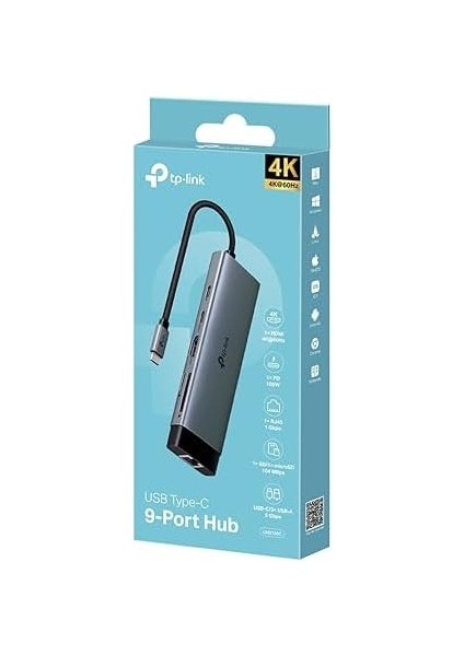 UH9120C, 4K 60Hz Hdmı, Gigabit RJ45 Port, 100W Hızlı Şarj, Sd ve Microsd Kart Yuvası, 5gbps Data Transfer Hızı, 9'u Bir Arada Usb-C Hub modelleri