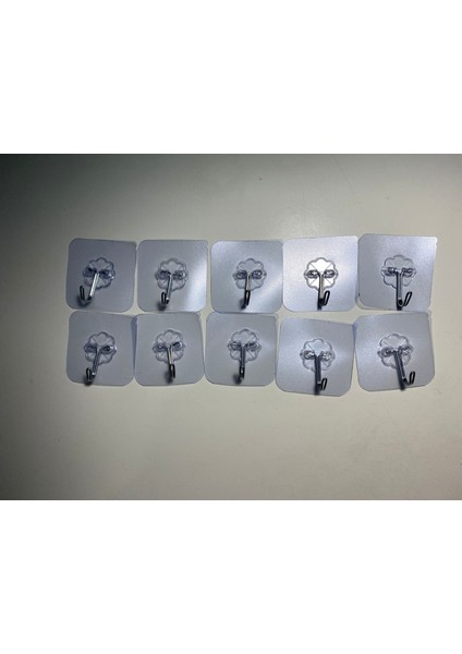 Yapışkanlı Şeffaf Askı 10 Adet