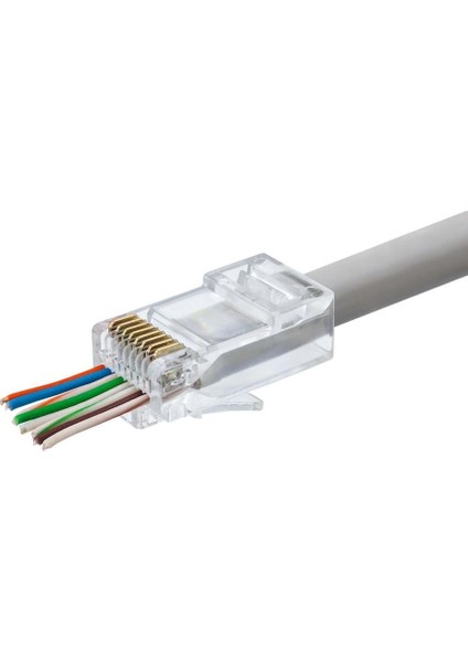 Cat6 Konnektör Ez RJ45 100LÜ Paket Şeffaf HDX5030