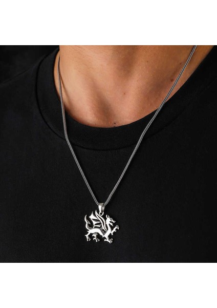 925 Ayar Gümüş Ejderha Erkek Gümüş Kolye T7931