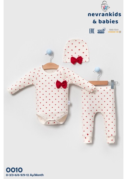 Heart Pattern 3’lü Badili Yenidoğan Kız Bebek Takım