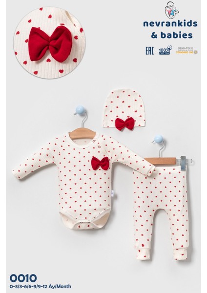 Heart Pattern 3’lü Badili Yenidoğan Kız Bebek Takım modelleri