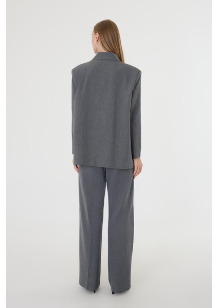 Kadın Antrasit Poliviskon Blazer Ceket Pantolon Takım modelleri