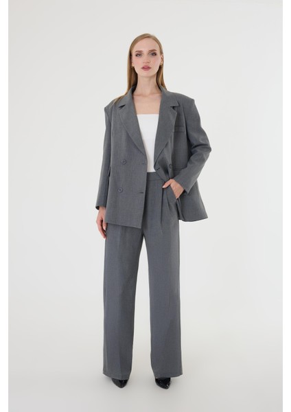 Kadın Antrasit Poliviskon Blazer Ceket Pantolon Takım fırsatları