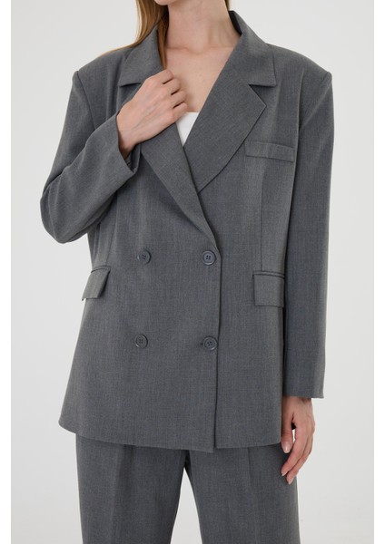 Kadın Antrasit Poliviskon Blazer Ceket Pantolon Takım indirimleri