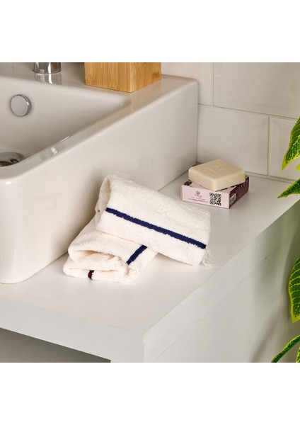 Soft Bordura 2'li Havlu Seti - Ekru - 30X30 cm