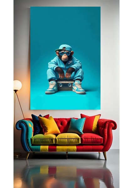Hip Hop Sevdalısı Maymun V1 Ev Duvar Salon Güzellik Salonu Ofis Dükkan Dekarasyon Kanvas Tablo