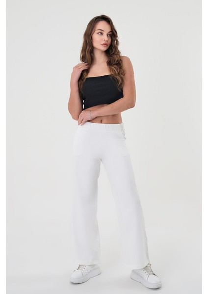 Kadın Beyaz Lastikli Palazzo Pantolon fiyatları