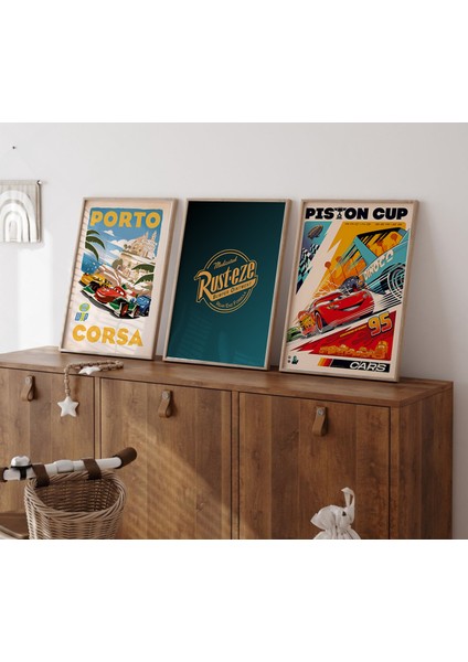 3 Lü Şimşek Mcqueen, Arabalar Filmi Poster, Çocuk ve Genç Odası, 3'lü Çerçevesiz Poster Seti 3 Adet fiyatları