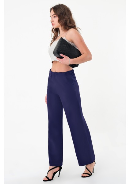 Kadın Lacivert Lastikli Palazzo Pantolon fırsatları