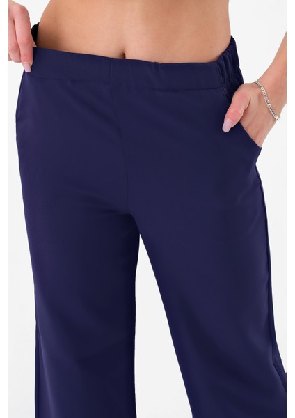 Kadın Lacivert Lastikli Palazzo Pantolon indirimleri