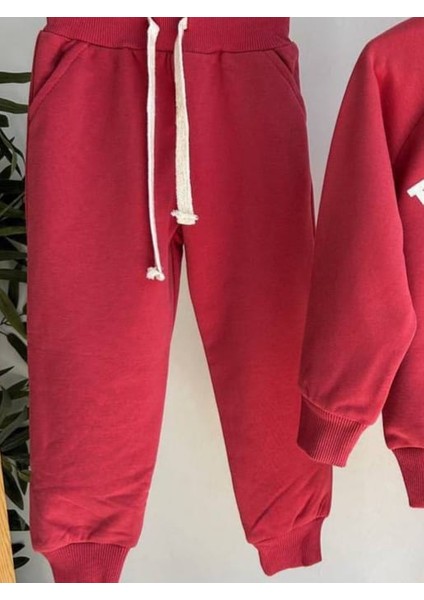 Kırmızı Çocuk Eşofman Takımı – “progress” Baskılı Sweatshirt & Alt Eşofman fiyatları