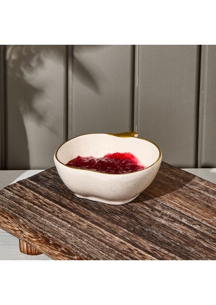 Seramik Elma Çerezlik - Krem - 10 cm