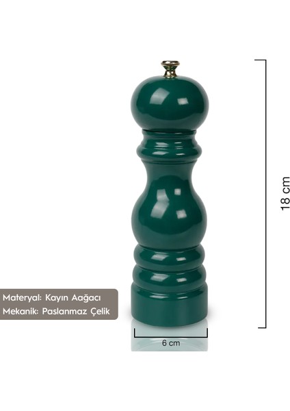 Koyu Yeşil Ahşap Tuz ve Karabiber El Değirmeni Öğütücü Grinder 18 Cm fiyatları