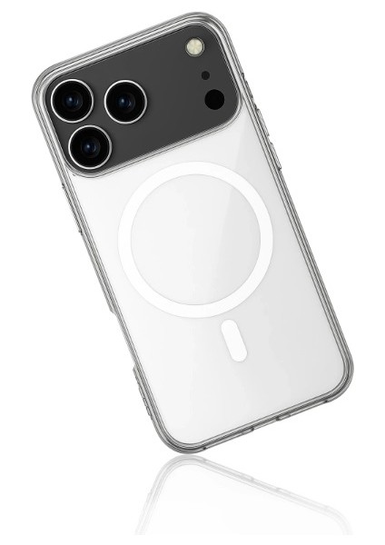 iPhone 17 Pro Max Kılıf M-Safe Şarj Özellikli Şeffaf Sert Pc Zore Embos Kapak + Cam Kamera Lens Koruyucu fiyatları